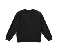 Yunguui Cárdigan clásico para niña Complemento al uniforme escolar Algodón ligero Cuello redondo Manga larga, Negro , 5 años