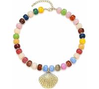 YUNHENTONG Collar Verano Mujer,Collar de Cuentas Colores para Mujer,Collars Grueso Estilo Boho Llamativo (colorido)