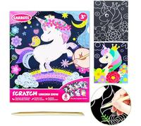 YUNHENTONG Piezas Scratch Art para Niños, Scratch Art Unicornio Scratch, Arte para Rascar para Niños, Papel de Rascar, Unicornio Arcoíris para Rascar, con Bolígrafo de Madera Scratch Art