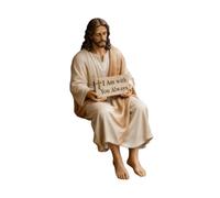 Yunhgft Estatua de Jesús Sentado, de Resina, Ideal para El Escritorio, Regalo Católico, Artesanía, Decoración de Mesa, Imagen de Jesús, Hombres, Individual