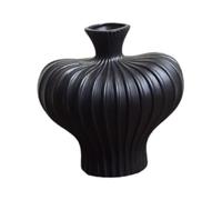 Yunhgft Florero Florero Decorativo Jarrón Moderno Ornamento de Cerámica con Detalles Finos Recipiente para Plantas Adecuado para Sala de Estar Dormitorio, Negro, Individual
