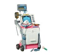Yunhgft Kits de Médico para Niños, Set de Estación Médica, Accesorios de Herramientas Médicas, Aprendizaje Temprano con Carrito, Juego de rol para Niños, Rosa