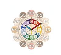 Yunhgft Reloj Infantil Enseñanza de con Esfera Colorida Marcadores 24 Horas Manecillas y Funcionamiento Silencioso para Aprender y Decorar Adecuado para Niños , Anillos De Colores