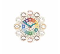 Yunhgft Reloj Infantil Enseñanza de con Esfera Colorida Marcadores 24 Horas Manecillas y Funcionamiento Silencioso para Aprender y Decorar Adecuado para Niños , Nubes Blancas