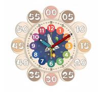 Yunhgft Reloj Infantil Enseñanza de con Esfera Colorida Marcadores 24 Horas Manecillas y Funcionamiento Silencioso para Aprender y Decorar Adecuado para Niños , Nave Espacial