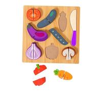 Yunhgft Rompecabezas de Madera para Cortar para Niños Pequeños, Juguete de Cocina de Imitación, Clavijas de Madera, Rompecabezas para Niños Pequeños, Regalo, Verdura