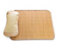 Yunhgft Tapete para Mascotas - Colchoneta Bambú Transpirable para Perros Pequeños y Grans - para el Jardín, Bambú carbonizado + Almohada, M Largo 60*Ancho 44cm (hasta