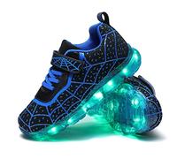 YUNICUS Zapatos iluminados para niños, carga USB superior de araña, para niños y niñas, el mejor regalo para cumpleaños, Acción de Gracias, Navidad (niño 8, negro 26)