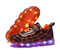 YUNICUS Zapatos iluminados para niños, con parte superior de araña, carga USB, para niños y niñas, el mejor regalo para cumpleaños, Acción de Gracias, Navidad (niño 8, azul 26)