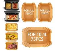 Yuning 225 Piezas Papel Para Freidora de Aire,Papel Horno Rectangular Papel de Horno para Ninja Foodi FlexDrawer Dual Zone AF500EU AF500EUCP 10,4 L,Desechable Papel Air Fryer de Horno