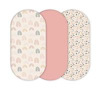 YUNIOO™ Juego de 3 sábanas bajeras universales de calidad ultra suave y premium para cochecito, cesta de cambio, cesta Moisés, cuna.