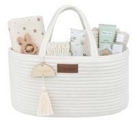 Yunioo Organizador de Pañales para Cambio de Bebé│ Bolsa Multifuncional de Viaje y Almacenamiento para Coche│ Práctico Bolso Resistente para Pañales y Juguetes del Bebé│ Cesto cambiador│Blanco