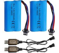 YUNIQUE GREEN-CLEAN-POWER 2 baterías de ion de litio 7,4 V 600 mAh 2S con conector SM-3P + cable USB - Compatible con RC Car DE82, TK3086B, TK-3082B, G20601, Stunt Flip Car