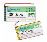 YUNIQUE Green-Clean-Power 2 baterías LiPo 3,7 V 3000 mAh 1S 103665 con Micro JST 2.0 - Baterías Recargables con protección para Arduino, ESP32, NodeMCU y Placas de Desarrollo