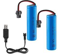 YUNIQUE GREEN-CLEAN-POWER - Batería 3.7V 1200mAh con Cable USB para DE45 DE42 1:14 | Conector SM-2P | Carga Rápida, 2 Piezas, Azul