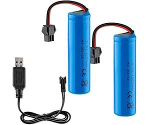 YUNIQUE Green-Clean-Power - Batería 3.7V 1200mAh con Cable USB para DE45 DE42 1:14 | Conector SM-2P | Carga Rápida, 2 Piezas, Azul