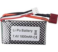 YUNIQUE Green-Clean-Power - Batería de Litio 7.4V 1800mAh T-Plug | Compatible con WLTOYS A959-B A969-B A979-B K929-B 144001 | Rendimiento Prolongado para RC Todo Terreno, Plateado