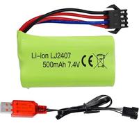 YUNIQUE GREEN-CLEAN-POWER Batería de litio de 7,4 V 500 mAh de alta velocidad con cargador USB, compatible con EC16 DE85 RC barco barco coche 1 unidad