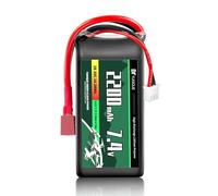 YUNIQUE GREEN-CLEAN-POWER Batería Lipo 2 celdas 7,4 V 2200 mAh 35 C con conector T-PLUG, cable de silicona y carcasa blanda - Dimensiones 73 x 34 x 19 mm, peso 110 g - Alta potencia para modelos RC