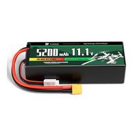 YUNIQUE GREEN-CLEAN-POWER Batería Lipo 3 Celdas 11,1 V 5200 mAh 80 C con Conector XT60, Cable de Silicona y Carcasa rígida - Dimensiones 138 x 47 x 36 mm, Peso 359 g - Alta Potencia para Modelos RC