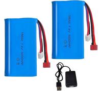 YUNIQUE GREEN-CLEAN-POWER Batería LiPo 7,4V 3000 mAh 2S Set 2 unidades con Deans T + XH-3P y cargador led - Baterías recargables para coche, RC, todoterreno, avión, helicóptero y modelismo