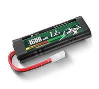 YUNIQUE GREEN-CLEAN-POWER - Batería NiMH recargable 7,2 V 3600 mAh con casquillo Tamiya y cable de silicona - 6 celdas - Dimensiones 135 x 47 x 24 mm - Potencia para modelos RC