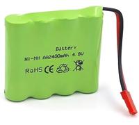 YUNIQUE GREEN-CLEAN-POWER - Batería recargable 4,8 V 2400 mAh NiMH AA con conector JST - Paquete de baterías para coches RC, camiones teledirigidos, iluminación, herramientas eléctricas y modelismo