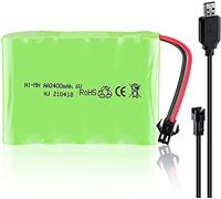 YUNIQUE GREEN-CLEAN-POWER - Batería Recargable 6V Ni-Mh 2400mAh para Control Remoto de Auto | Incluye Cable USB | Larga Duración más de 18 min, Verde