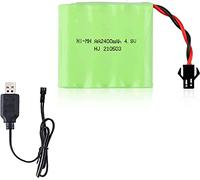 YUNIQUE GREEN-CLEAN-POWER - Batería Recargable Ni-Mh 4.8V 2400mAh para Control Remoto de Auto | Incluye Cable USB | Duración Prolongada, Carga Rápida | Adecuada para Modelismo, Verde