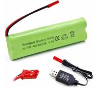YUNIQUE GREEN-CLEAN-POWER Batería recargable Ni-MH AA 4,8 V 2400 mAh con conector JST y cable de carga - Paquete de batería para coche RC, juguetes de alta velocidad, iluminación