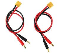 YUNIQUE GREEN-CLEAN-POWER - Cable de Carga XT60 2 Piezas 30cm | Conector Hembra XT60 y Clavija Banana de 4mm | 14AWG Silicona para Baterías de Modelismo, Negro, Rojo, Amarillo, Silicona