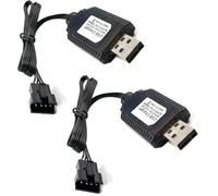 YUNIQUE GREEN-CLEAN-POWER Juego de 2 cargadores USB universales para baterías LiPo 7,4 V 2S 4 pines SM 4P compatible con coche dron barco RC protección de sobrecarga indicador de carga negro