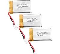 YUNIQUE GREEN-CLEAN-POWER - Juego de 3 Baterías Lipo Recargables 600mAh 3.7V para Drones | Compatible con Syma X5, Cheerson CX-30W, Skytech M68, Wltoys F949 | Dimensiones: 42x24.5x8.5 mm, Plata