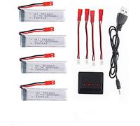 YUNIQUE GREEN-CLEAN-POWER - Juego de 4 Baterías LiPo Recargables 3.7V 600mAh para Drones RC | Compatibles con UDI U817, WLtoys V959, Helicóptero RC | Cargador Incluido | 65X17X8 mm - 17,5 g