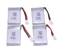 YUNIQUE GREEN-CLEAN-POWER - Juego de 4 Baterías LiPo Recargables 720mAh 3.7V | Compatibles con Drones Syma X5, Cheerson CX-30W, Skytech M68, Wltoys F949 | Dimensiones: 45x25x10 mm - Peso: 17 g, Plata