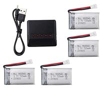 YUNIQUE GREEN-CLEAN-POWER - Juego de 4 Baterías Lipo Recargables 720mAh 3.7V para Drones | Compatibles con Syma X5, Cheerson CX-30W, Skytech M68, Wltoys F949 | Cargador Incluido, Plata