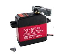 YUNIQUE GREEN-CLEAN-POWER - Servomotor DS3225 25KG Alto Torque | Totalmente Metálico para Durabilidad | Ideal para Robótica y Modelismo RC, Rojo Negro, Plástico