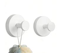 YUNISS 2 Ganchos de Ventosa, Gancho para Toalla con Ventosa de Acero Inoxidable, No Requiere Perforación, Gancho con Ventosa para Baño, Reutilizable, Adecuado para Baño, Cocina, Vidrio (Blanco)