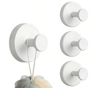 YUNISS 4 Ganchos de Ventosa, Gancho para Toalla con Ventosa de Acero Inoxidable, No Requiere Perforación, Gancho con Ventosa para Baño, Reutilizable, Adecuado para Baño, Cocina, Vidrio (Blanco)