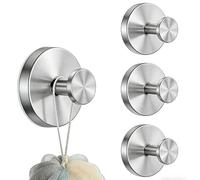 YUNISS 4 Ganchos de Ventosa, Gancho para Toalla con Ventosa de Acero Inoxidable, No Requiere Perforación, Gancho con Ventosa para Baño, Reutilizable, Adecuado para Baño, Cocina, Vidrio (Plata)
