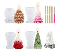 YUNISS 4 moules 3D en silicone Noël,kit pour fabriquer soi-même des bougies avec motifs sapin, idéal pour les bougies décoratives DIY,le savon,les décorations d'intérieur et les cadeaux