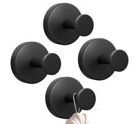 YUNISS 4 Piezas Ganchos Ventosa de Succión, Acero Inoxidable Colgador Toallas, Pared Sin Taladro Gancho de Pared, Capacidad de Carga 5 kg, para Baño Cocina Ducha -Negro