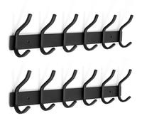 YUNISS Percheros Pared, Ganchos para Abrigos Acero Inoxidable, Perchero de Pared con 6 Ganchos para Dormitorio, Baño, Cocina (6 Ganchos, 2 Piezas, Negro)