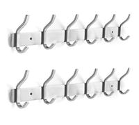 YUNISS Percheros Pared, Ganchos para Abrigos Acero Inoxidable, Perchero de Pared con 6 Ganchos para Dormitorio, Baño, Cocina (6 Ganchos, 2 Piezas, Plata)