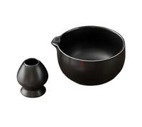 YunJove 2 Piezas Tazón de Matcha Soporte para Cerámica Tradicional Herramienta para Té con Vertedor y Soporte para Chasen Adecuado para, negro, tal como se describe