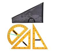 YunJove 5 Piezas Herramientas para Maestros de Matemáticas con Regla Multifunción Transportador Compás Triángulo Grande Y Bolsa de Almacenamiento en Material, 3 PIEZAS