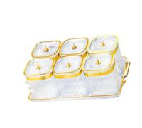 YunJove 6 Piezas Bandeja Organizador Contenedor de Alimentos Recipiente de Aperitivos Multifuncional Fabricado en PP con Tapa Hermética Adecuada para Cocina R, Transparente, Individual