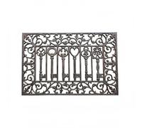 YunJove Alfombra Antideslizante Tapete Puerta Felpudo Hierro Fundido Diseño Ornamental Estilo Rústico Función Reforzada Adecuada para Entrada Jardín Hogar, Retro, Rectangular, Llaves Antiguas