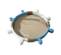 YunJove Bandeja de Madera Rústica Multipropósito Diseño de Rueda de Barco para Servir Alimentos Almacenar Joyería Organizar Decorar Adecuada para Ca, Size S