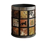 YunJove Basurero de Hogar para Cocina Dormitorio Baño Y Oficina Cesta de Basura Elegante Recipiente de Desechos con Diseño Artístico Y Base Antideslizante Ade, Pintura de Plata, tal como se describe